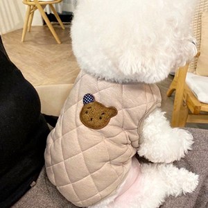[앨리펫] 베어누빔조끼강아지옷, 베이지, 1개