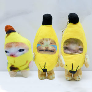 카파오 키링 시즌 3 바나나캣 애플캣 해피캣 크라잉캣 오이수박 잇몸만개 밈캐릭터 SNS 레인보우프렌즈 블루 로블록스 뉴해피캣 키링 바나나 고양이 소리나는 인형, 바나나cat+바나나cat(대형)+크라잉cat(대형), 1개