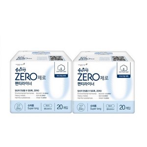 순수한면 제로 슈퍼롱 팬티라이너, 슈퍼, 20매입, 2개