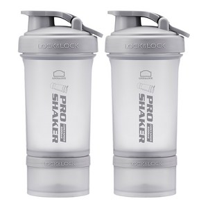 프로쉐이커 락앤락 쉐이크 보틀 600ml + 컨테이너 140ml, 매트그레이, 740ml, 2개