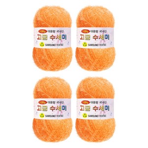 울클럽 뜨개실 대용량 고급수세미 100g 4볼 (총 400g), 143 감귤색, 4개