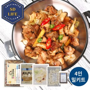 SD라이프 춘천 참맛프리미엄 닭갈비 국내산닭다릿살 간장양념 4인 냉장닭갈비 밀키트, 1세트, 1.6kg