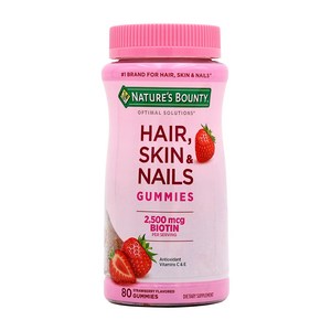 Nature's Bounty 헤어 스킨 & 네일 스트로베리 구미, 80정, 1개