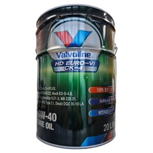 발보린 유로6 HD EURO6 10W40(20L) 대형디젤엔진오일, 발보린 HD EURO-6_20L, 1개