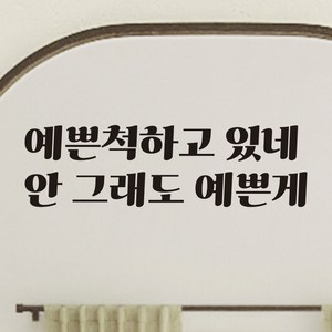 모노먼트 레트로 폰트 레터링 스티커 - 예쁜척하고 있네, LG-003, 검정