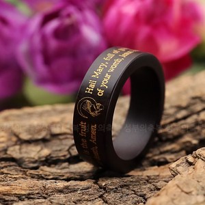 성모송 천주교 묵주 십자가 성당 견진 영어 나무 반지B