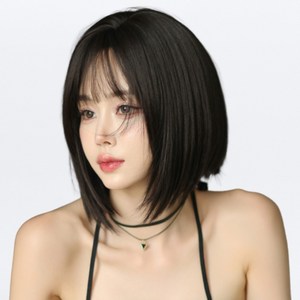 뿌이뿌이가발 테슬컷 일자 생머리 단발머리 패션헤어 전체 칼단발 통가발, 원컬러, 1개