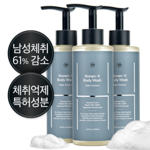 히이즈 노넨엑스 남성냄새&체취제거 쿨링 바디워시, 3개, 500ml