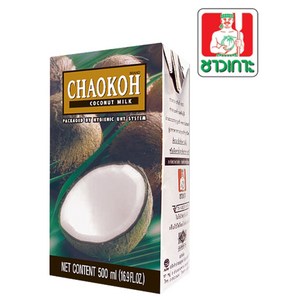 [태국] CHAOKOH 코코넛 밀크 500ml /코코넛커피 COCONUT MILK 차오코 할랄 HALAL 파스타 커리 커피 글루텐프리, 1개