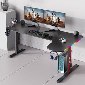 아우스 위너렉스 LS ㄱ자형 게이밍책상 L자형 컴퓨터책상 좌 우 선택가능 1400 1600 1800, RGB형-블랙x1600(R)