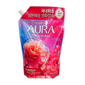 AURA 생화캡슐 섬유유연제 피오니로즈 리필, 1L, 1개