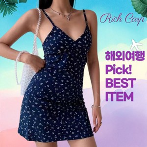 리치카프 휴양지원피스 끈 나시 해외여행 미니 원피스