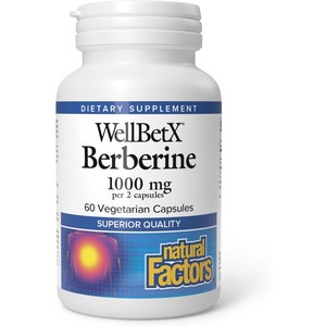 네추럴팩터스 베르베린 1000mg 베지테리안 캡슐 글루텐 프리 무설탕 비건, 60정, 1개