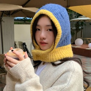알음알음 원버튼 바라클라바 후드 일체형워머 니트 목도리모자 겨울 모자