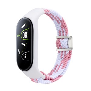 SujuNex 샤오미 미밴드 3/4/5/6/7 전용 우븐 스트랩 - Mi Band 3/4/5/6/7 Compatible Woven Stap, 11# 핑크에 흰색 섞임, 1개