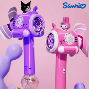 산리오 Sanrio 정품 버블봉 바람개비 버블건, 퍼플+쿠로미(바람개비)