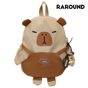[키링증정] RAROUND 귀여운 카피바라 백팩 캔버스 데일리 가방 간식가방 인형가방 놀이공원 소풍 인싸템 친구선물 귀여운가방 학생가방 친구선물