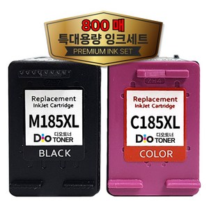 삼성(800매 특대용량) INK-M185 C185 잉크세트 호환 SL-J1680 SL-J1683 SL-J1685 SL-J1780W SL-J1780DW SL-J1785W M185XL, 1세트, 검정+컬러