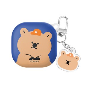 쿼카 모자 버즈라이브/버즈프로/버즈2/버즈2프로(공용) 하드 케이스 키링 세트, 오렌지