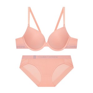 컬러로고포인트 브라 팬티 세트_피치