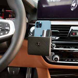 엠노블 차량용 송풍구 포켓 거치대 자동차 수납함 BMW 제네시스 기아 현대 차량 악세사리, 01.로고없음, 블랙, 1개
