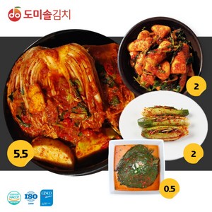 [쿠팡 핫딜] 도미솔 김치 4종 총10kg (포기김치 5.5kg + 총각김치2kg + 통 오이김치 2kg + 깻잎김치 0.5kg) [원산지:상세설명에 표시], 1개, 상세 설명 참조