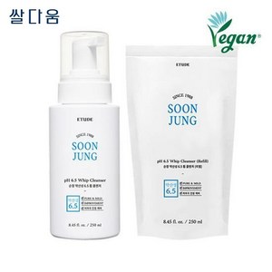 에뛰드 순정약산성 6.5휩클렌저 (본품250ml+리필250ml), 1개, 250ml