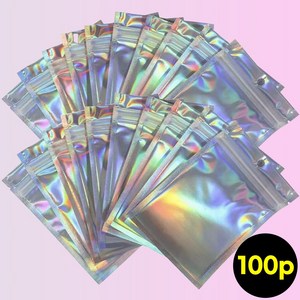 오로라 홀로그램 지퍼백 선물 포장 100p 5종, 12x20, 100개