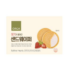 ORGA 요거트가 들어간 샌드웨이퍼, 딸기, 32g, 1개