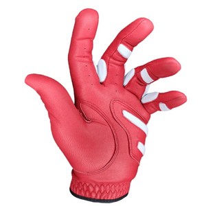 몽키그립 칼라 파워패드 정타 깨백 잘치는 미끄럼방지 기능성 골프장갑 양피 남성 여성 왼손, 레드