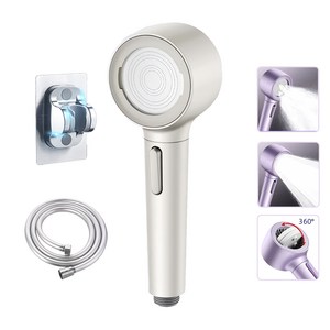 Skapendy 샤워 헤드 호스 세트 양면 회전식 샤워 헤드, 화이트, 1개