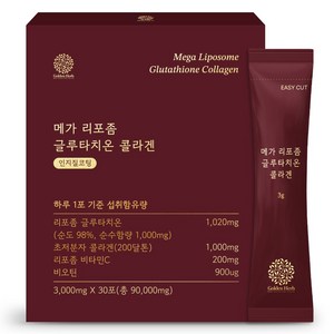 골든허브 메가 리포좀 글루타치온 콜라겐 순수함량 1000mg 인지질코팅 고순도 98% 비타민C 분말, 30개, 3g