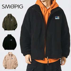 SMOPIG 남성 여성 빅사이즈 베이직 플리스 자켓 후리스 집업 자켓