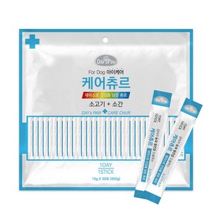 데이스포 강아지 케어 츄르 소고기 + 소간 15g x 30p, 소고기+소간, 30개