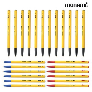 모나미 153 볼펜 1.0mm, 흑12+청6+적6, 1세트