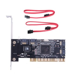 4 포트 PCI SATA Raid 컨트롤러 내부 확장 카드(2개의 Sata 케이블 포함) 데스크탑 PC용 SATA 하드 드라이브 지원, 보여진 바와 같이, 하나, 검은색, 0 black