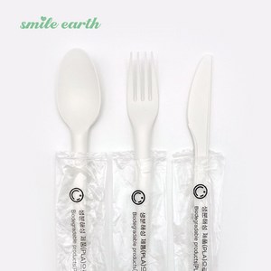 CPLA 커트러리 개별포장 1000개 일회용 스푼 포크 나이프, 화이트, 1개