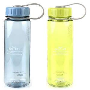 락앤락 휴대용 에코 슬림 물병 500ml 2개, 블루,그린