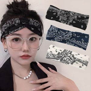 미다미 [3종세트] 힙합 페이즐리 꼬임 요가 반다나 헤어밴드 터번
