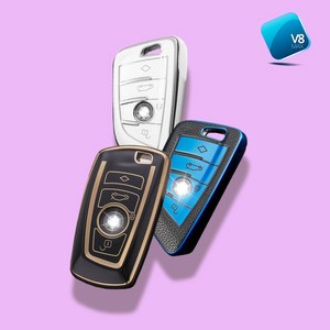 V8MAX BMW 실리콘 자동차 케이스 스마트키 TPU 커버 차키 키케이스, BM13, BM13골드 - 블루그레이