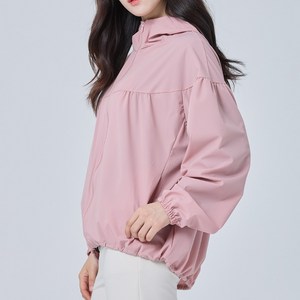 메이징 여성용 루즈핏 A라인 하이넥 후드 바람막이 점퍼