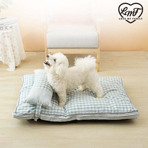 로마팸 강아지 고양이 겸용 체크 쿠션 매트 침대, 그린