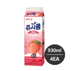 빙그레 쥬시쿨 복숭아 930ml 4개 냉장배송