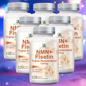 HEALTHY PARTNERS NMN+피세틴 트랜스레스베라트롤 1200mg 니코틴아미드 NAD 고순도 99% 무관세, 6개, 120정