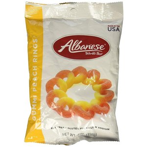 Albanese Gummy Peach Rings 7 Oz 최소구매 수량 2팩, 1개, 198g