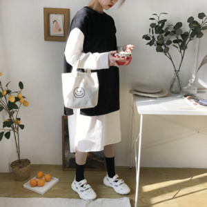 인생여전 스마일 레터링 미니 캔버스 에코백