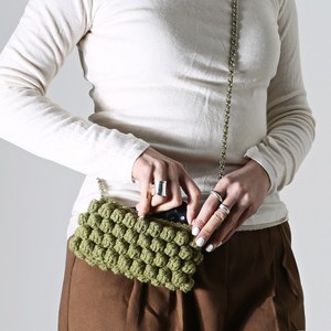 슈퍼스토리 DIY 버블스티치 크로스 미니백 핸드폰가방 뜨기 / 션라이트얀 3mm, 그리너리 150g+링크체인 110cm, 1개