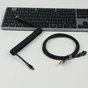 기계식 키보드 커스텀 항공케이블 코일 C to USB, 블랙, 180cm, 1개