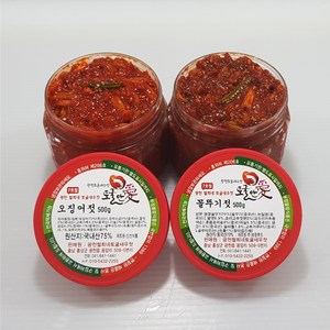 [토굴안애] 1+1 광천 양념젓갈 500g 오징어젓+꼴뚜기젓, 1세트