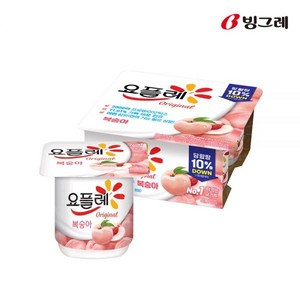 빙그레 요플레 복숭아 요거트 유치원 어린이집 간식, 85g, 40개